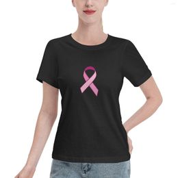 Camisetas para mujer, camisetas con estampado de cáncer de mama y soporte de cinta rosa, camisetas para mujer, camisetas gráficas informales de algodón con cuello redondo, camisetas para mujer