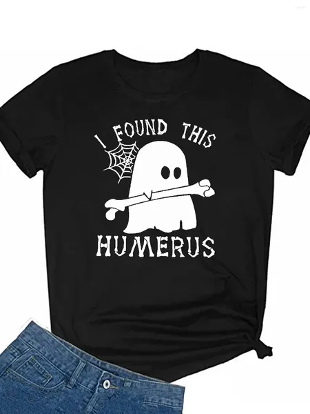 T-shirts pour femmes plus t-shirt halloween mignon slogan fantôme imprimé manche courte rond