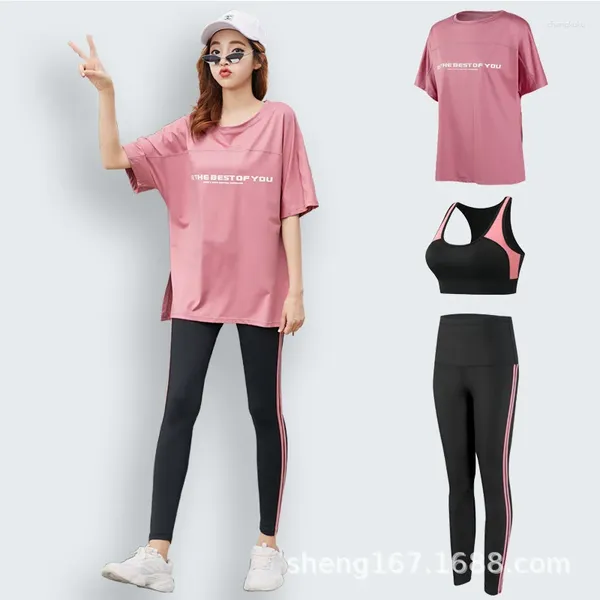 Camisetas para mujer Tallas grandes Ropa de yoga de tres piezas de alta calidad Mujeres sueltas Ejercicio físico para correr