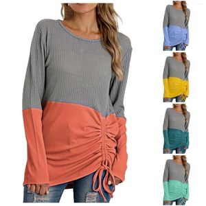 Vrouwen T-shirts Plus Size T-shirt Vrouwen O-hals Lange Mouw Blouses Vintage Elegante Formele Blusas Mujer Patchwork Shirt Tops