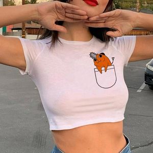 T-shirts pour femmes Pochita Streetwear mode coréenne fée Grunge haut court femme graphique mignon Kawaii t-shirt vêtements