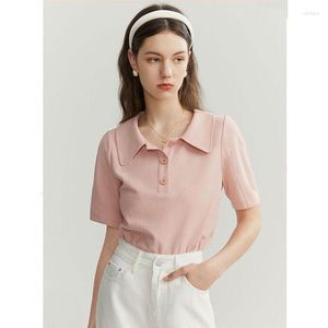 T-shirts pour femmes Polo Neck Fashion T-shirts pour femmes T-shirt à manches courtes Loose Casual Lady Crop Tops