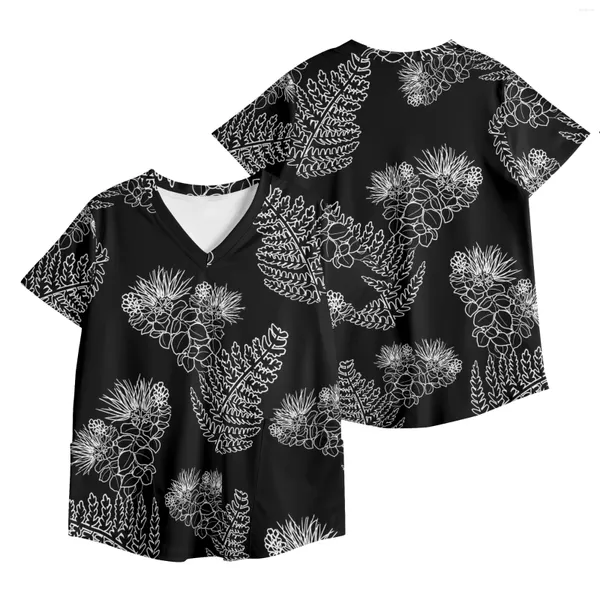 Camisetas de mujer Estilo polinesio Tops de mujer Camisetas con estampado de Samoa Uniforme de enfermería de manga corta con cuello en V