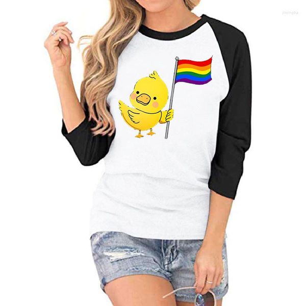 Camisetas para mujer Orgullo Zebracorn Duck Print Camiseta Harajuku Mujer Camisa de verano Casual Tops femeninos Lady Gay Flag Tee Patchwork Ropa retro