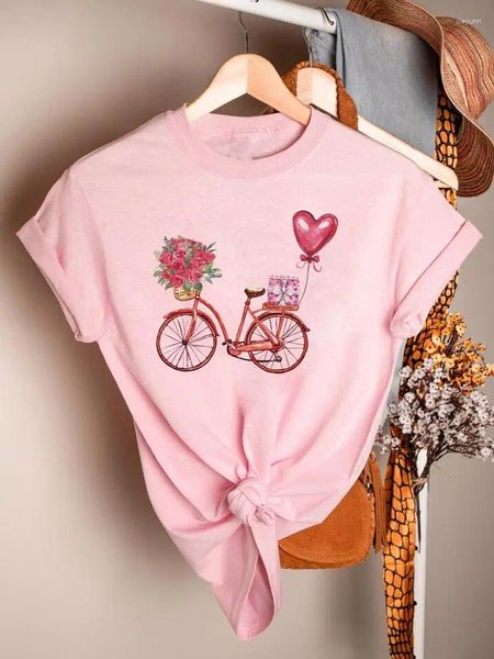 T-shirts pour femmes imprimés vêtements à manches courtes t-shirt décontracté femmes amour fleur vélo tendance années 90 mode d'été vêtements féminins t-shirts graphiques