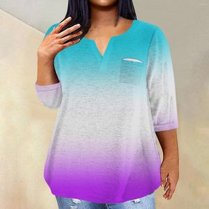 Dames T-shirts Bedrukte V-hals Zak Losse Oversized Top Met Korte Mouwen Dames Lage Rug