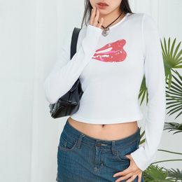 T-shirts pour femmes puloru lèvres rouges imprimer les t-shirts blancs t-shirts de mode décontractés