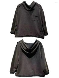 T-shirts Femmes QPFJQD 2024 Printemps Dames Rétro Coton À Capuche Harajuku Lâche Classique Vintage Tee Tops Femmes Loisirs Noir Streetwear