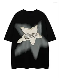 Dames T-shirts QWEEK Y2K Vintage Black Star T-shirt Dames Street chic 90s Grunge Witte Tees Oversized Harajuku Retro Hip Hop Crewneck Shirt