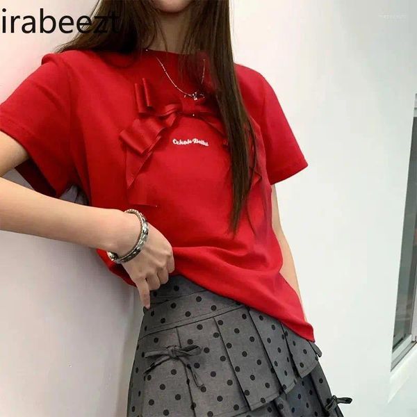 T-shirts pour femmes T-shirt à manches courtes à arc rouge