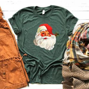 Dames t shirts retro santa tee vintage grafisch t -shirt vrolijk kersthemd kleding vrouwen p fashion rood