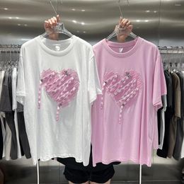 Camisetas De mujer, camisetas De manga corta De retazos De cinta para mujer, Camiseta holgada De talla grande con cuello redondo, camisetas finas informales, Camiseta De Verano