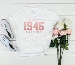 T-shirts pour femmes Rose Gold-75th Birthday Gift Limited Edition 1946 T-shirt For Her And Him 75th Party Shirt Summer Cotton Unisex