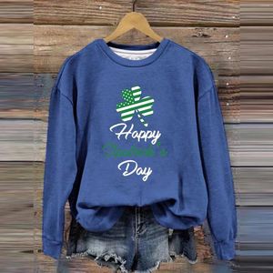 T-shirts pour femmes col rond manches longues St. Day imprimé Happy American Flag Shirt