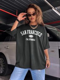 T-shirts pour femmes San Francisco - Usa City Coton Imprimé Femme T-shirts Tendance All-Matchclothes T-shirt surdimensionné doux T-shirt de sport confortable