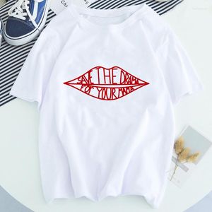 T-shirts pour femmes SAUVEZ LE DRAME POUR VOTRE MAMA Lettre Bouche Graphique T-shirt Esthétique Kawaii Femmes Impression De Haute Qualité