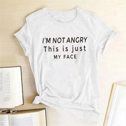 T-shirts Femmes Seeyoushy Je ne suis pas en colère ce Si juste mon visage imprimé femmes T-shirt O-cou été drôle esthétique hauts Ropa de Mujer