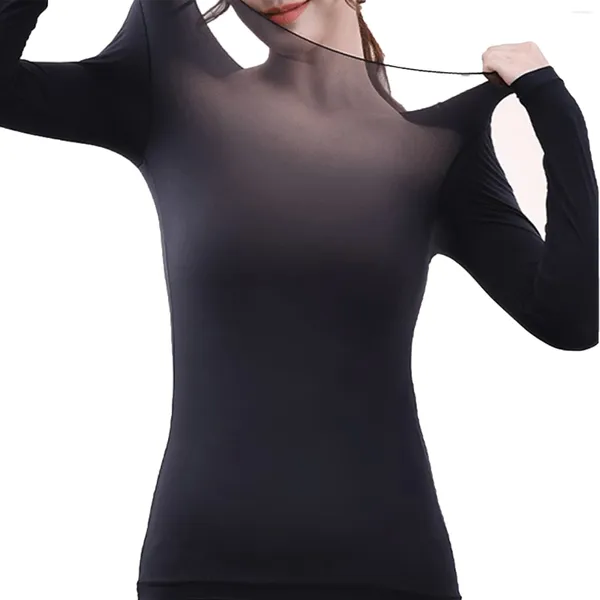 T-shirts pour femmes Sexy Femmes Compression Minceur Chemise De Nuit Col Rond Manches Longues De Base Shapewear Soins De La Peau Thermique Tops Sous-Vêtements