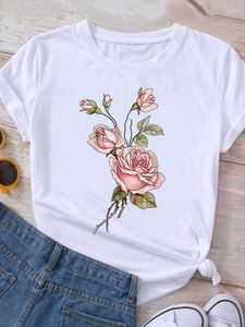 Dames t shirts shirt kleding tee bloem mooie trend 90s schattige dames t-shirt korte mouw print kleding t-shirt mode vrouwelijke grafische top