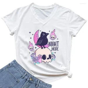 T-shirt manches courtes pour femmes, vêtement Style Halloween années 90, graphique de crâne drôle, mode été Y2k, haut Harajuku