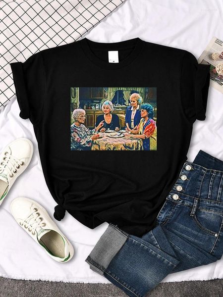 Camisetas de manga corta para mujer, camisetas con estampado de The Golden Girls Dinner para mujer, camiseta Vintage Harajuku para mujer, Camiseta con cuello redondo de Hip Hop