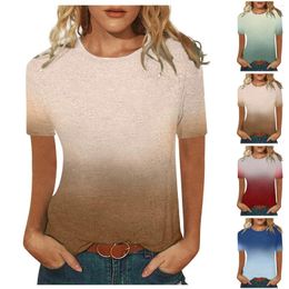 Camisetas de manga corta para mujer, blusas Tie-tinte dibujo y camisas para mujer, jersey con cuello redondo, Tops cortos, Ropa informal para mujer del año