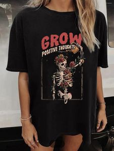 T-shirts pour femmes à manches courtes motif de crâne Style mignon années 90 tendance coton T-Shirt mode d'été haut à col rond vêtements imprimés T-Shi