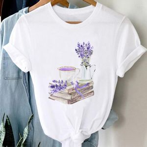 Damen-T-Shirts, kurzärmelig, für den Sommer, süßer und niedlicher Blumendruck, lässiges T-Shirt, Oberteil, Basic-Mode, Cartoon-Muster, Kleidung, T-Shirt