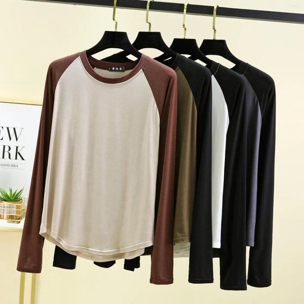 T-shirts pour femmes Couleur de contraste Couleur Raglan Sleeves Tshirt Long printemps T-shirt en vrac