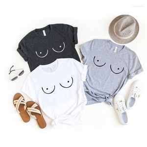 Camisetas de mujer Skuggnas Boobs Shirt Breast Tee ropa estética feminista Top alta calidad mujer moda Tumblr manga corta