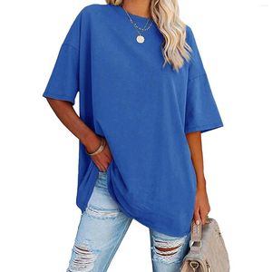 T-shirts pour femmes Solid Couw Couw Cou Half manches Femmes Femmes Casual Street Daily Beach Loose Fashion Top School Work Basic Work