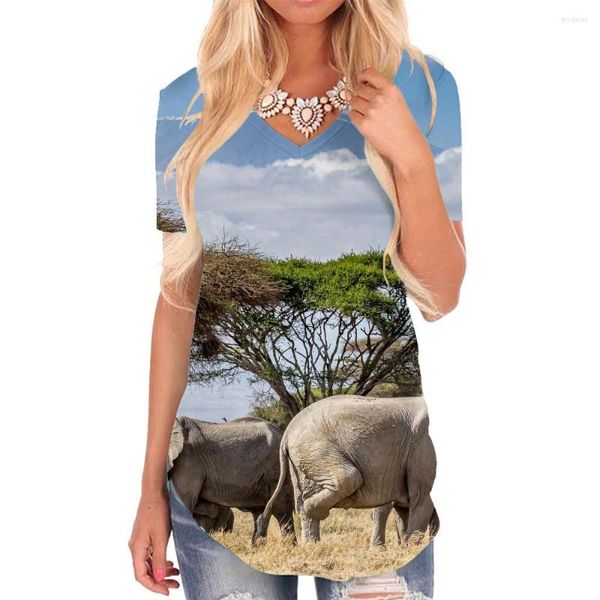 T-shirts Femmes Somepet Animal T-shirt Femmes Elephant Chemise Imprimer Belle T-shirts Imprimé Vêtements Pour Femmes Mode Casual Tops Style Haut