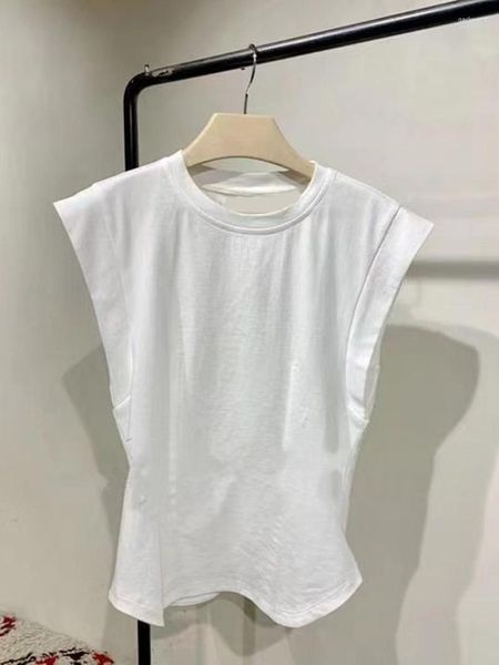 T-shirts pour femmes Dongdaemun de Corée du Sud col rond simple couleur unie gilet sans manches t-shirt dos creux tout-match haut marée d'été