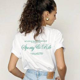 Camisetas para mujer Sport Make You Health Camisa blanca de estilo retro para mujer Tops de verano de algodón sueltos de manga corta Camisetas básicas de moda de los años 80 y 90