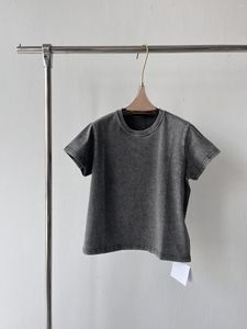 T-shirts pour femmes printemps et été lavage vieux T-shirt Style basique classique hors de l'effet mode rétro Simple facile à assortir