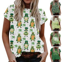 Camisetas de mujer Blusas con estampado de hojas del Día de San Patricio y para mujer ropa Kawaii Blusas Harajuku Tops Casual otoño