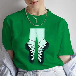 T-shirts Femmes St Patrick's Day Chaussures de danse douces irlandaises T-shirt graphique Femmes manches courtes Tops de mode T-shirts féminins Casual Streetwear