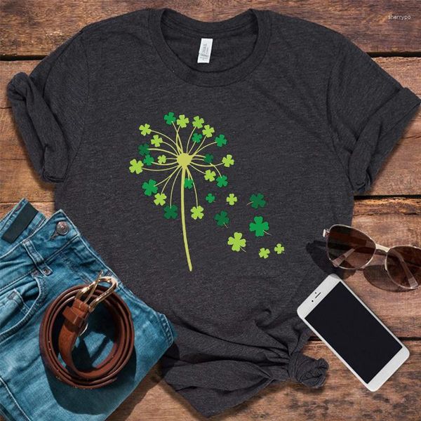 T-shirts pour femmes Chemise de la Saint-Patrick Cadeau Shamrock Femmes Patricks Vêtements vintage Cadeaux irlandais chanceux T-shirt à quatre feuilles T-shirt à boire