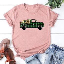 T-shirts pour femmes St. Patricks Femme T-shirts Plaid Truck Shirt Vintage Shamrocks Tops St Patrick's Family Matching P Black Top L