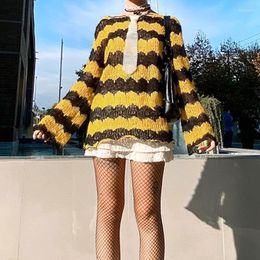 Magliette da donna Donne alla moda Harajuku Maglione lavorato a maglia oversize Pullover casual Top Capispalla Manica lunga Vestibilità ampia per l'autunno quotidiano