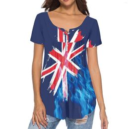 T-shirts pour femmes Été 2023 Sexy Close-Fit Charme Dames Boucle plissée Chemise Polynésienne Samoa Style Drapeaux Motif Imprimer Fille Top