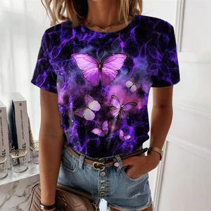 T-shirts pour femmes été 3D papillon graphiques imprimer T-shirts pour dames chemise mode à manches courtes hauts vêtements Y2K femmes femme fille