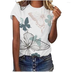 T-shirts pour femmes été décontracté Femal chemise mode femme Blouse 2023 papillon impression 3D à manches courtes t-shirts hauts surdimensionnés femmes Y2k