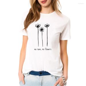 T-shirts pour femmes mode d'été décontracté pas de fleurs de pluie t-shirt taille ample féministe Hipster doux fille à manches courtes haut en coton t-shirt