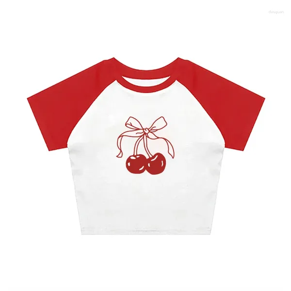 T-shirts pour femmes Summer harajuku esthétique sweet cerise imprimé y2k t-shirt punk rétro recadré porter la rue décontractée