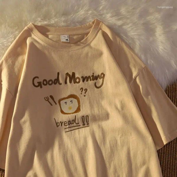 T-shirts pour femmes Style d'été Creative Morning Fried Egg T-shirt à manches courtes Femmes Ins Niche Design Loose Casual Polyvalent Col rond