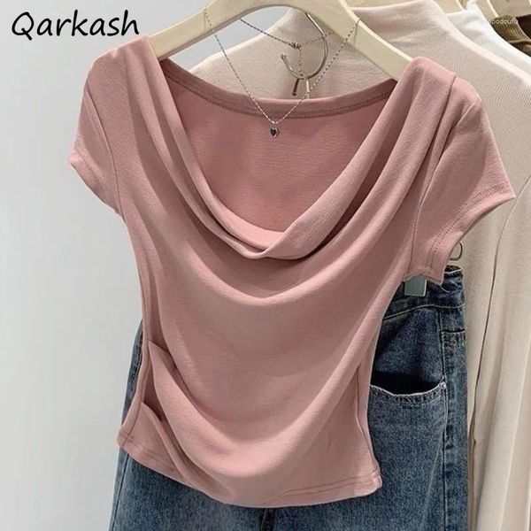 Camisetas para mujer Camisetas de verano para mujer Diseño de manga corta suave y simple Todo fósforo Slim Solid Estilo coreano Chic Girls Tops Casual Fit