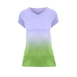 Dames T-shirts zomer tie-dye V-hals losse shirt korte mouwen top dames pullover