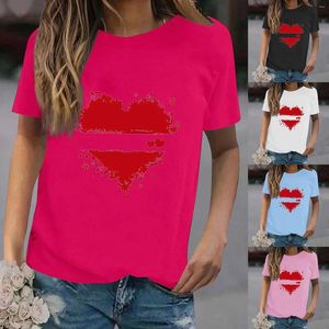 Dames T-shirts Zomer Valentijnsdag Eenvoudig Liefde Gedrukt Ronde hals Korte mouwen Damesmouwen Effen