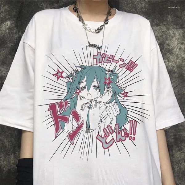 Camisetas para mujer Ropa de verano Ropa de mujer Impresión de dibujos animados Camiseta de gran tamaño Cómics Japonés Kawaii Streetwear Suelto Shrit Y2k Gothic Harajuku